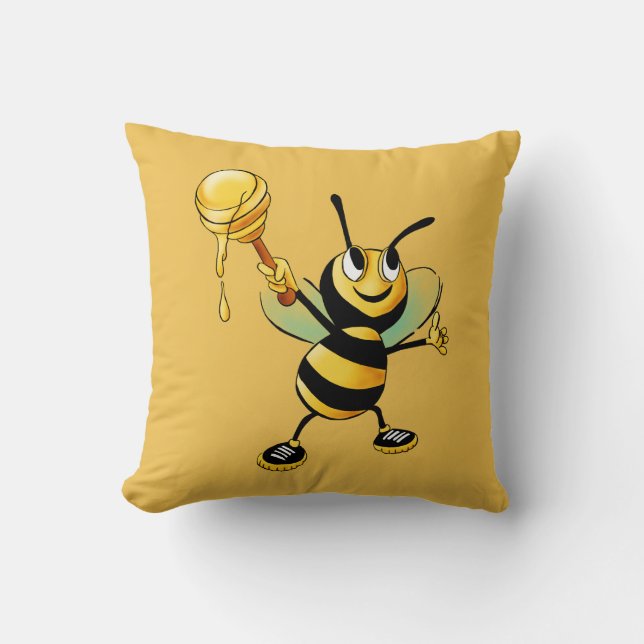 Coussin Joyeux Bumble Bee avec un Scoop de miel (Recto)