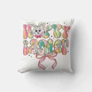 Coussin Joyeux Bunny de Pâques Coquette Bow