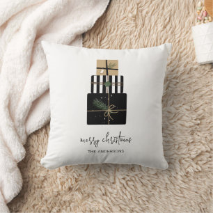 Coussin Joyeux cadeau de Noël moderne vacances