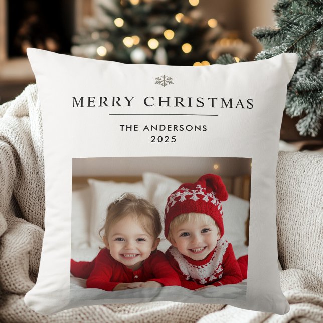 Coussin "Joyeux cadeau de Noël personnalisé avec photo (Créateur téléchargé)
