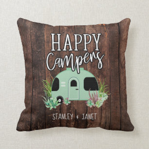 Coussin Joyeux Campeurs, Camping, RV, Motorhome, Trailer