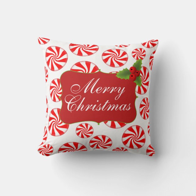 Coussin Joyeux canoës à la menthe de Noël (Recto)