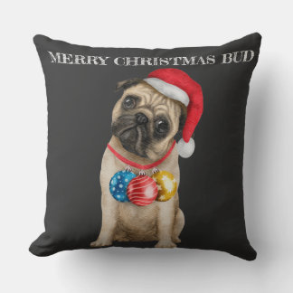 Coussin Joyeux carlin de Noël