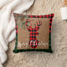 Joyeux cerf de Noël - Plaid et Burlap