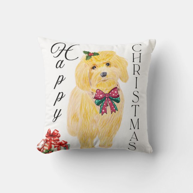 Coussin Joyeux chien de Noël (Recto)