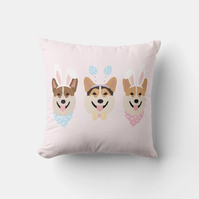 Coussin Joyeux Chiens de Corgi gallois Pembroke de Pâques (Recto)
