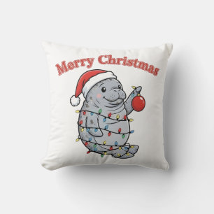 Coussin Joyeux Chrismiss Manatee Mignon Gros Lamantin de N