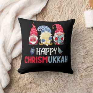 Coussin Joyeux Chrismukkah Gnomes Hanukkah Joyeux Noël 