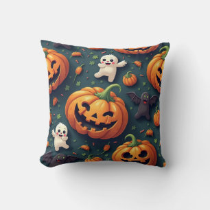 Coussin Joyeux Citrouille et fantôme Halloween Cushion