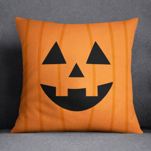 Coussin Joyeux Citrouille orange sourire Halloween