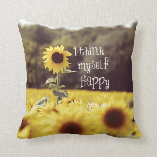 Coussin Joyeux couplet de la Bible avec des tournesols