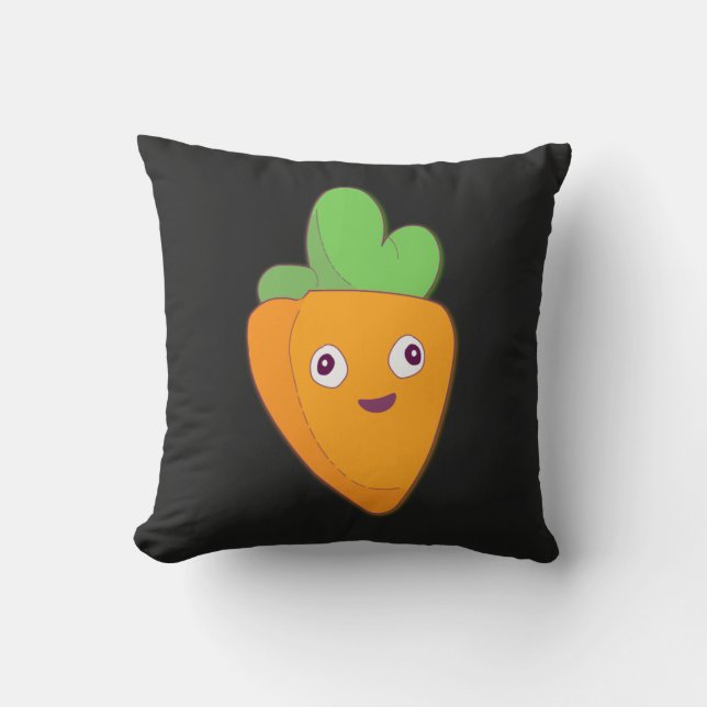 Coussin Joyeux 🥕 de la face supérieure de la carotte (Recto)