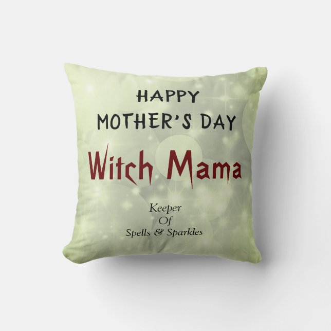 Coussin Joyeux dessin de maman sorcière de la fête des mèr (Recto)