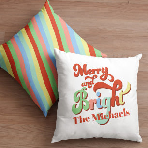Coussin Joyeux et brillant Noël personnalisé