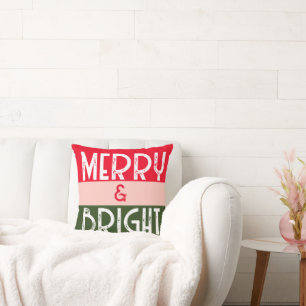 Coussin Joyeux Et Lumineux Retro Typographie Noël