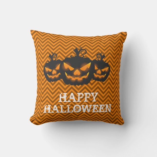 Coussin Joyeux Fantôme Citrouille d'Halloween (Recto)