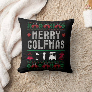 Coussin Joyeux Golfmas Golf Golfing Golfeur Vilain Noël