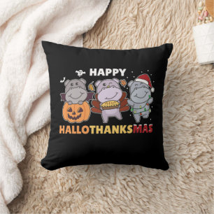 Coussin Joyeux Hallothanksmas Hippopotames Jeu hippo de No