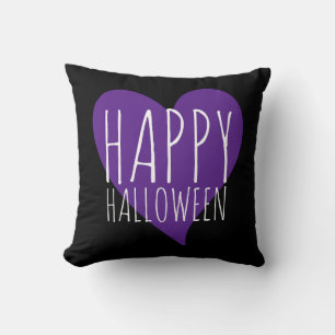 Coussin Joyeux Halloween Coeur pourpre Noir & Gris Gris