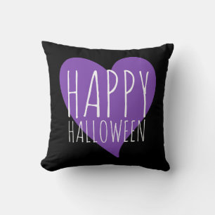 Coussin Joyeux Halloween Coeur pourpre Noir & Gris Gris