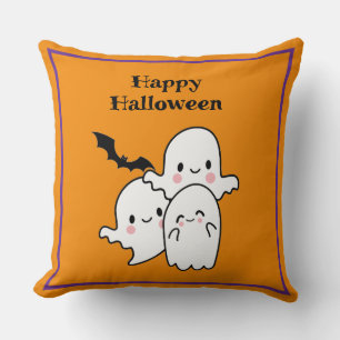 Coussin Joyeux Halloween Cute Ghost Bat Orange Purple