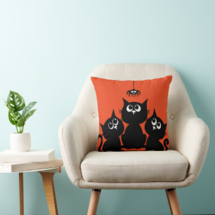 Coussin Joyeux Halloween Cute Kittens avec Spider