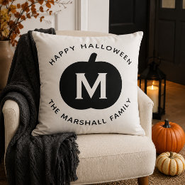 Coussin Joyeux Halloween Famille de la Citrouille Noire Mo