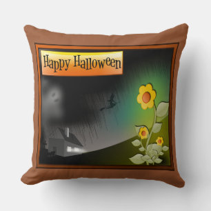 Coussin Joyeux Halloween & Fleurs -