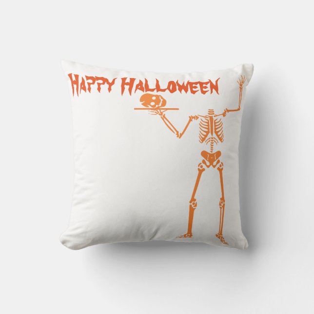 Coussin Joyeux Halloween squelette (Recto)