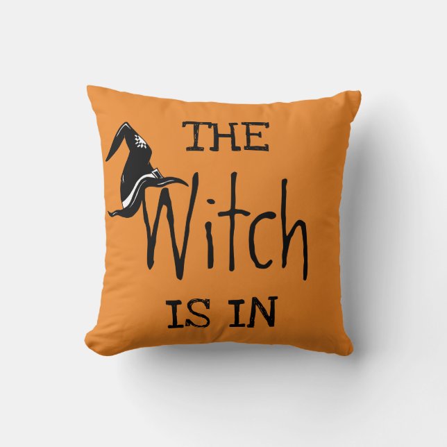 Coussin Joyeux Halloween "The Witch Is In" Jeu d'oreiller (Recto)