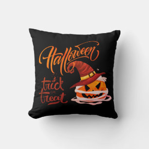 Coussin Joyeux Halloween Trick ou Citrouille de traitement