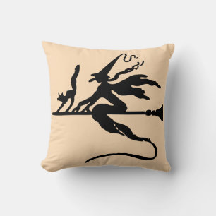Coussin Joyeux Halloween Trick ou traiter sorcière avec ch