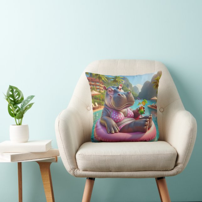 Coussin Joyeux Hippo Avec Cocktail Boisson (Chaise)