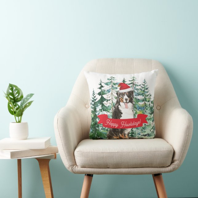 Coussin Joyeux Howlidays Bernese Mountain Dog Christmas (Chaise)