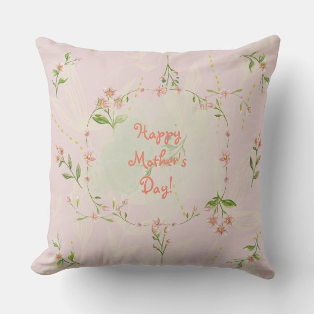 COUSSIN JOYEUX JOUR DE LA MÈRE (ROSE) JETER PILLOW (Recto)