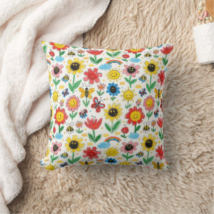 Coussin Joyeux jours - Fleur joyeuse et Motif d'amis