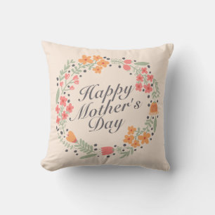 Coussin Joyeux Joyeux Fête des Mères Fleur Wreath   COUSSI