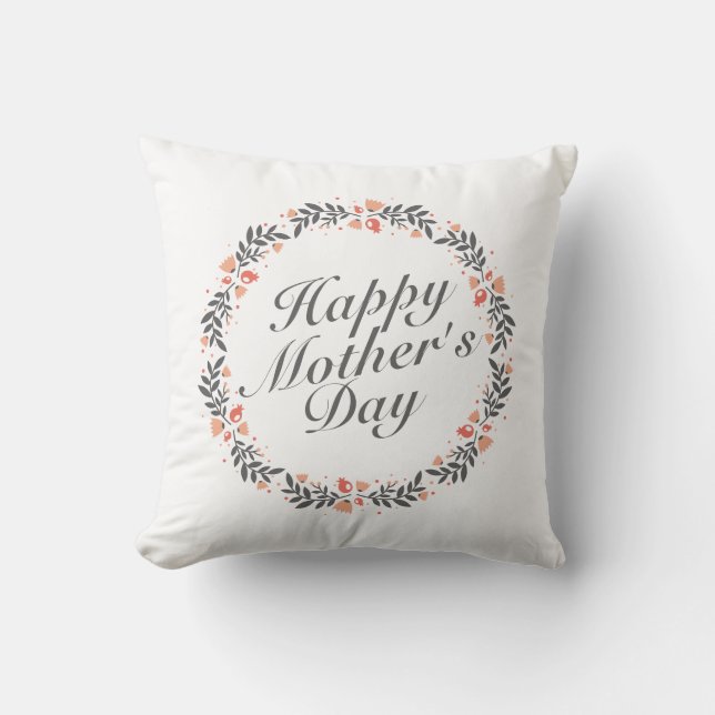 Coussin Joyeux Joyeux Fête des Mères Fleur Wreath | COUSSI (Recto)