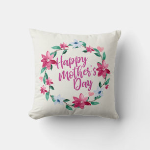 Coussin Joyeux Joyeux Fête des Mères Fleur Wreath   COUSSI