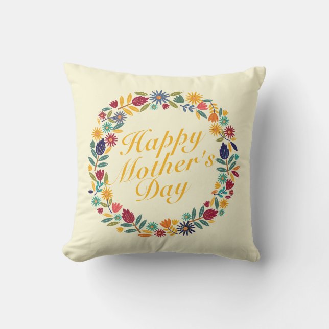 Coussin Joyeux Joyeux Fête des Mères Printemps Floral | CO (Recto)