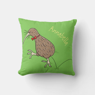 Coussin Joyeux kiwi de saut avec dessin de cravate arc