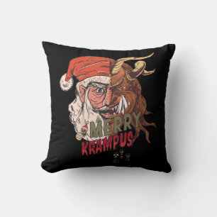 Coussin Joyeux Krampus effrayant Père Noël Horreur Noël