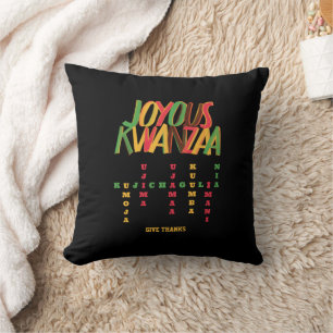Coussin Joyeux KWANZAA Principes mot-clé