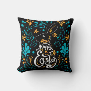 Coussin Joyeux lapin de Pâques, Artsy Abstrait Floral, Noi