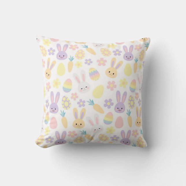 Coussin Joyeux lapin violet de Pâques (Recto)