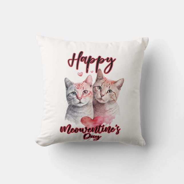 Coussin Joyeux Meowentine's Day Chat Couple Valentine's (Recto)