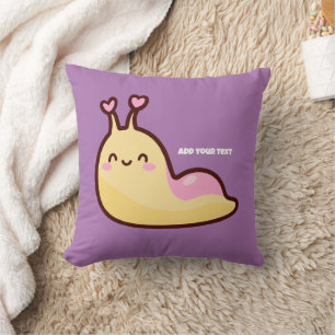 Coussin Joyeux mignon Slug Texte personnalisé