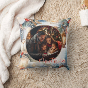 Coussin Joyeux Noël aquarelle photo décorative