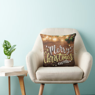 Coussin Joyeux Noël avec des lumières