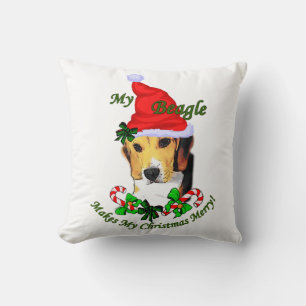 Coussin Joyeux Noël beagle